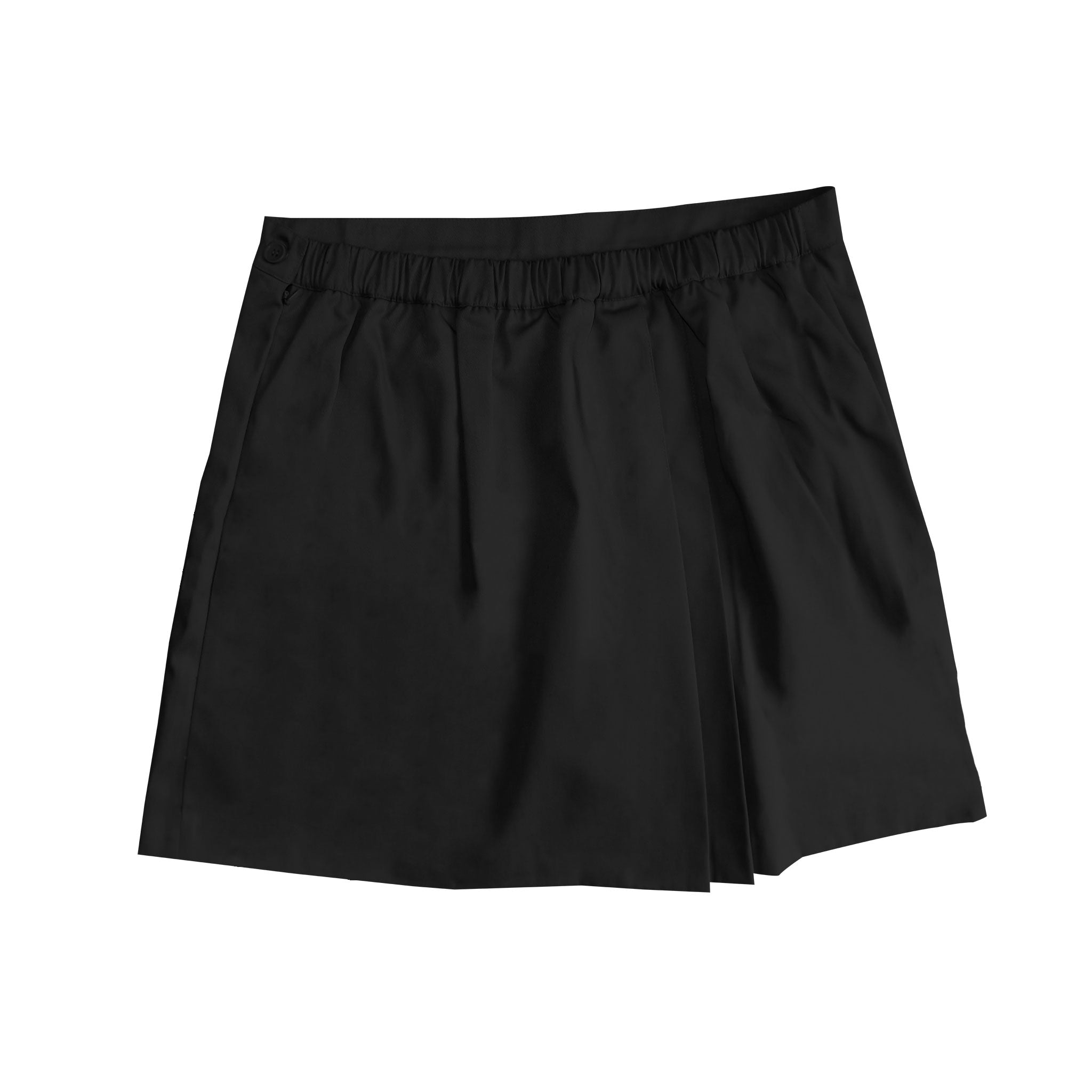 Girls Plain Black Waist Drop Pleat Skirt (SSS)